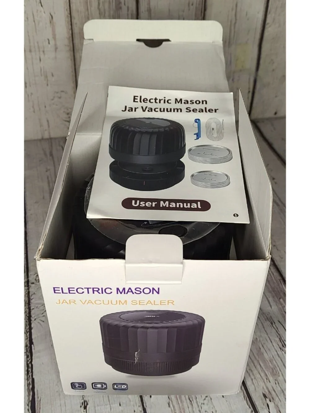 NIB Unbranded Electric Mason Jar Vacuum Sealer Kit w/ Metal Lids Sauce Preserves